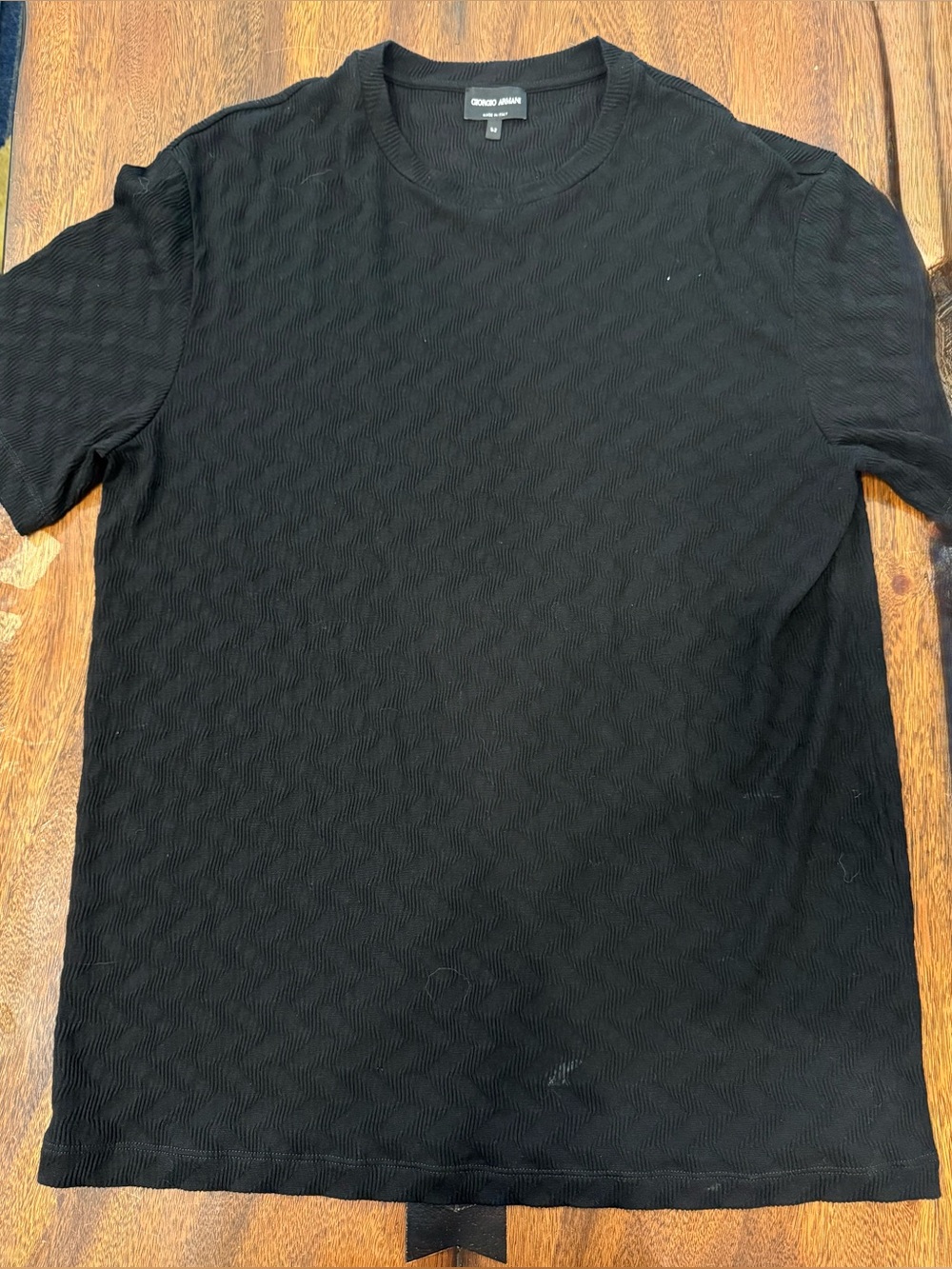 Giorgio Armani Black Textured Short Sleeve Crew Tee